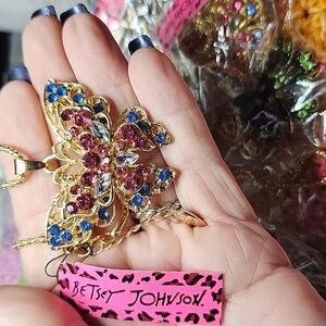 Betsey Johnson Multicolor Butterfly Necklace & Brooch